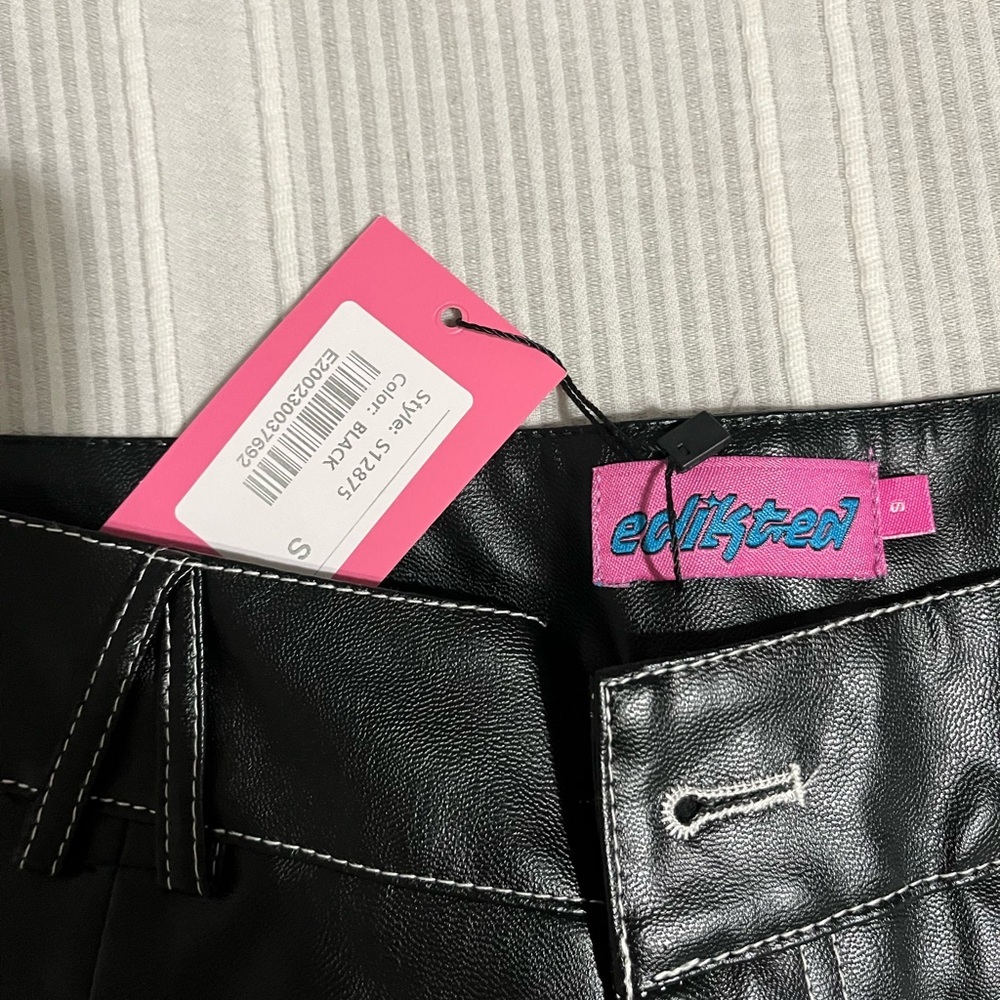 Edikted Black Faux Leather Trousers - Picture 2 of 4